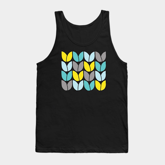 Tulip Knit (Aqua Gray Yellow) Tank Top by Beth Thompson Art